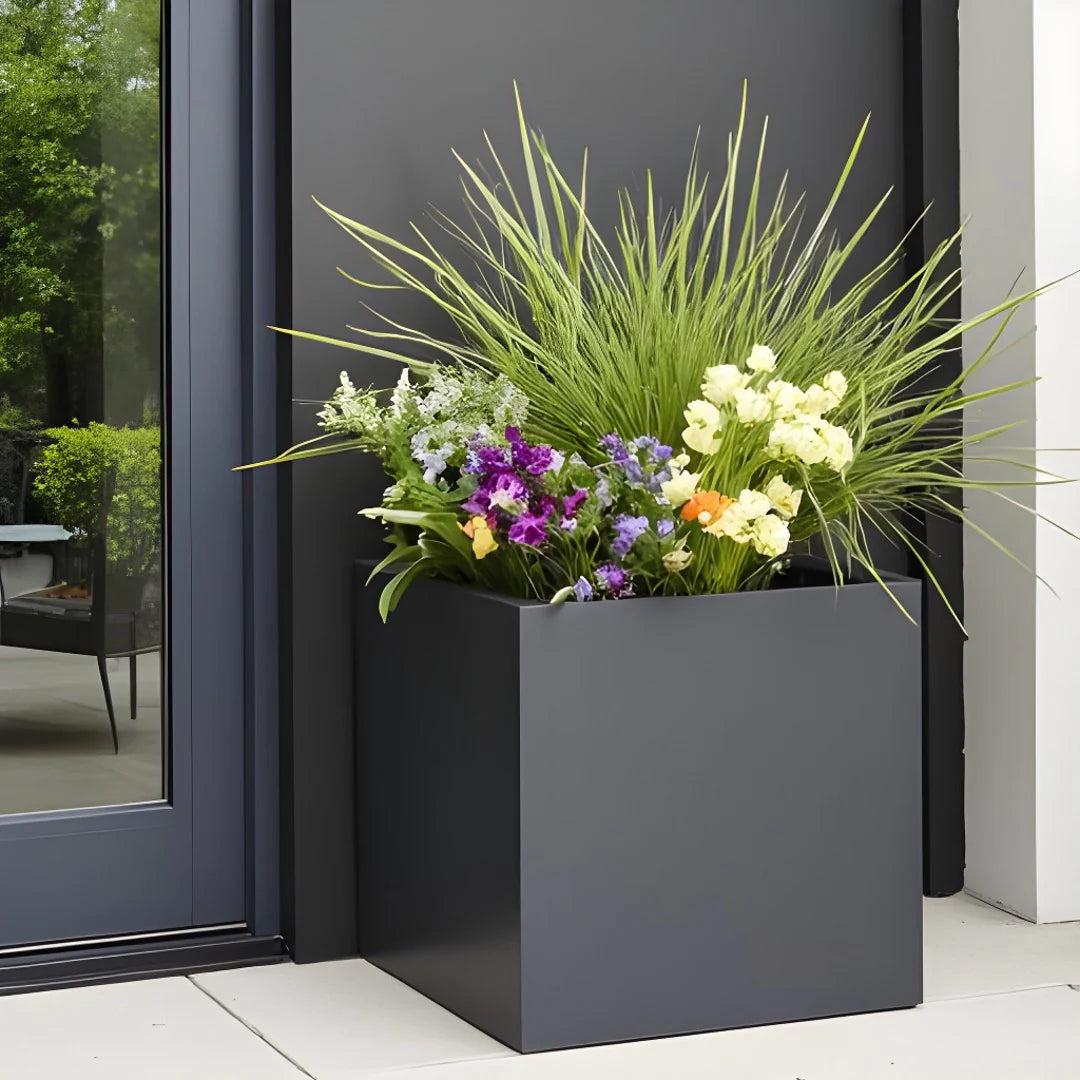 black cube plant pots NMN Designs Seeley Cube Planter