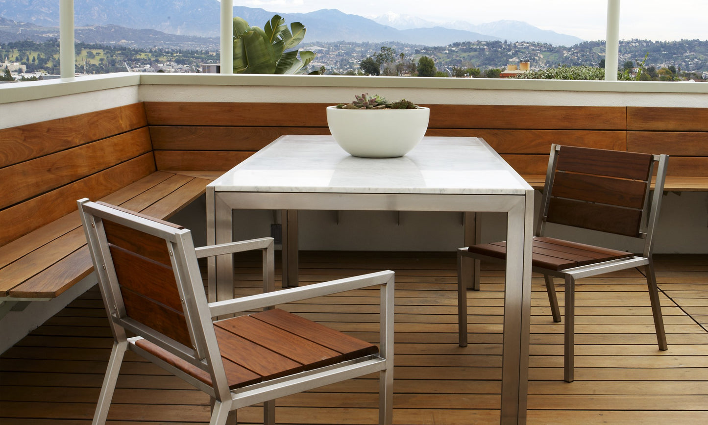 Case Study® Stainless Dining Chair with Arms - Wood