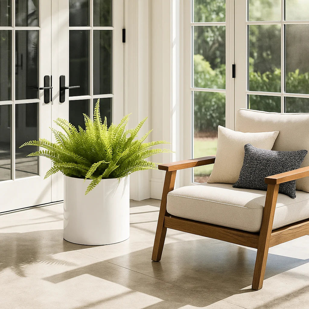 NMN Designs Knox Cylinder Heavy Duty Planter - White