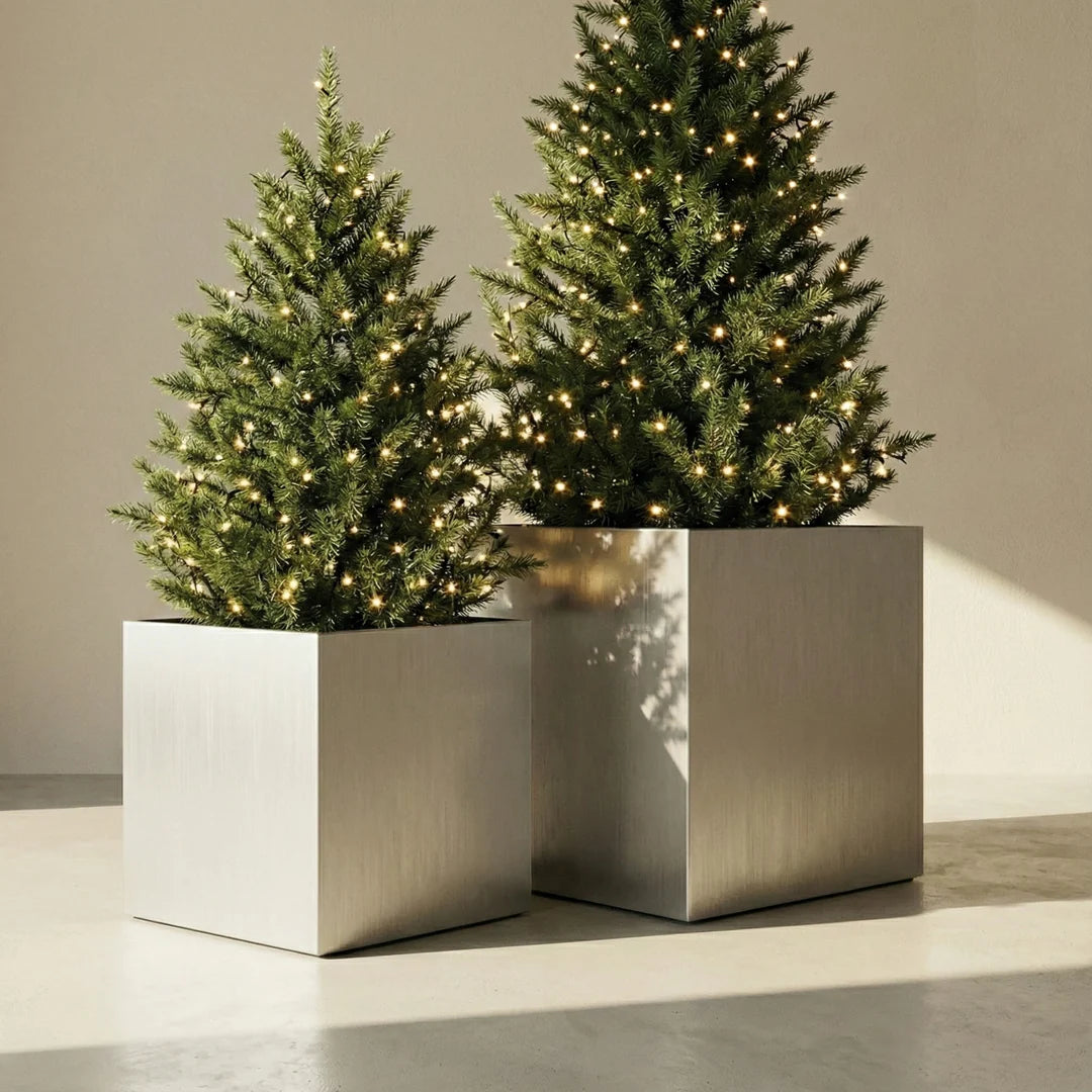 NMN Designs Madeira Aluminum Cube Planter Large - With Wheeled Plate