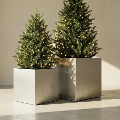 NMN Designs Madeira Aluminum Cube Planter Large - With Wheeled Plate