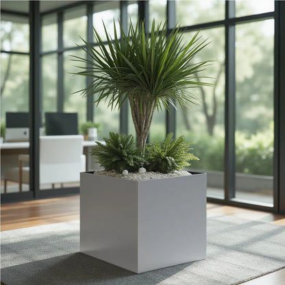 NMN Designs Madeira Aluminum Cube Planter Large - With Wheeled Plate