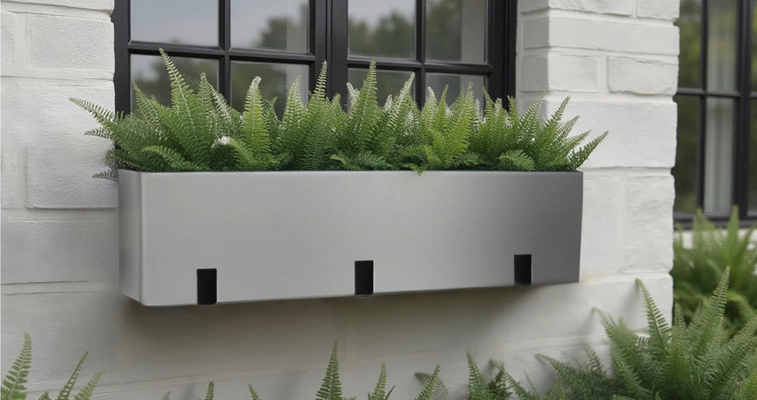 window box planters metal NMN Designs Madeira Aluminum Planter Box