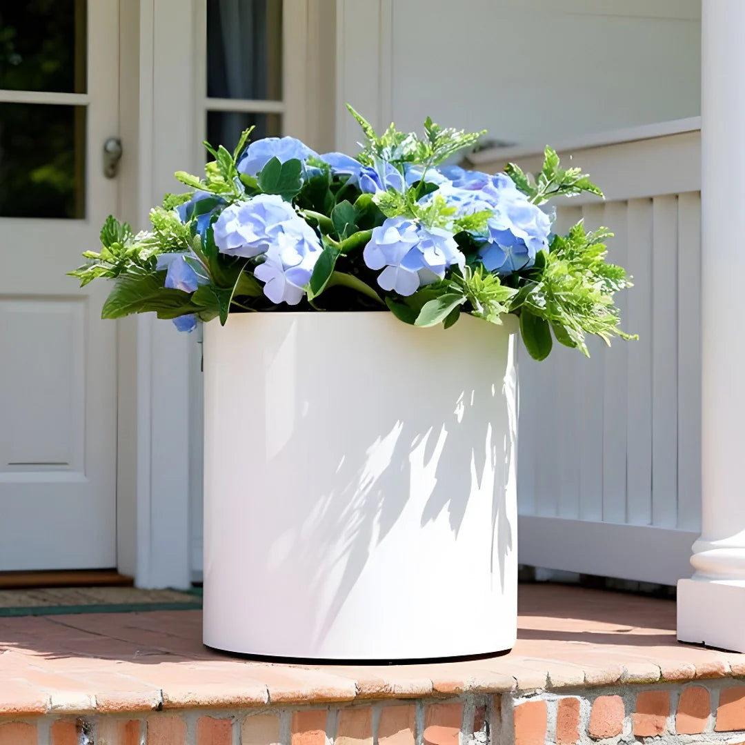 NMN Designs Knox Cylinder Heavy Duty Planter - White