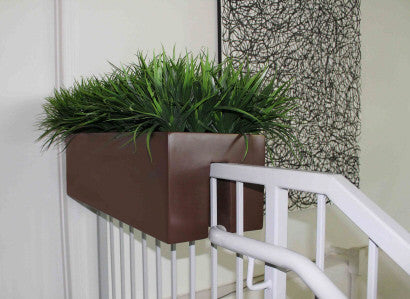 indoor railing planter Tiergarden Fiberglass Rectangular Rail Planter – gardenmybalcony.com