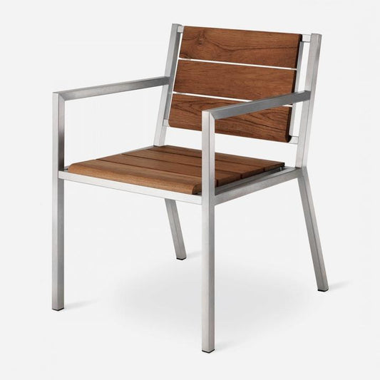 Case Study® Stainless Dining Chair with Arms - Wood