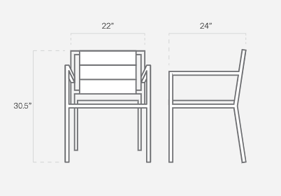 Case Study® Stainless Dining Chair with Arms - Wood
